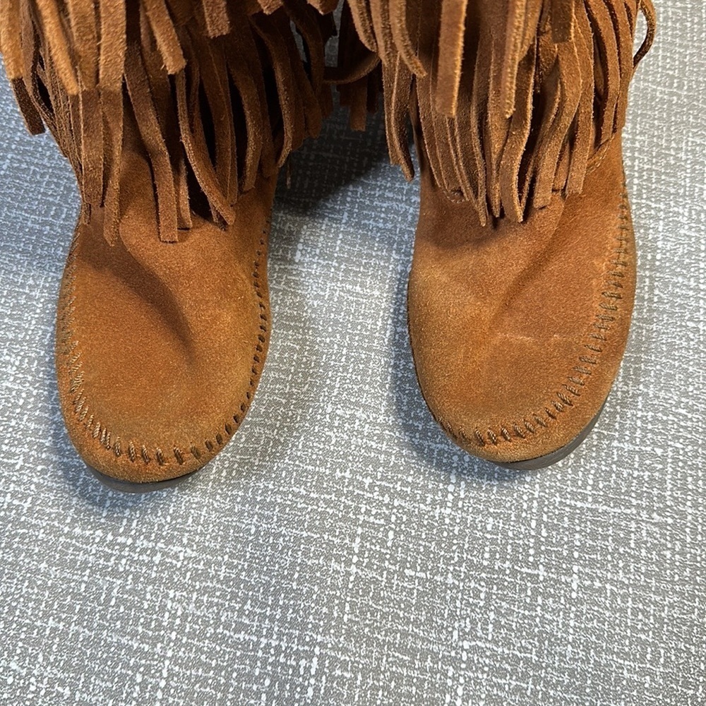 Minnetonka Moccasins Suede Leather Fringe Boots US 6 - Picture 8 of 12